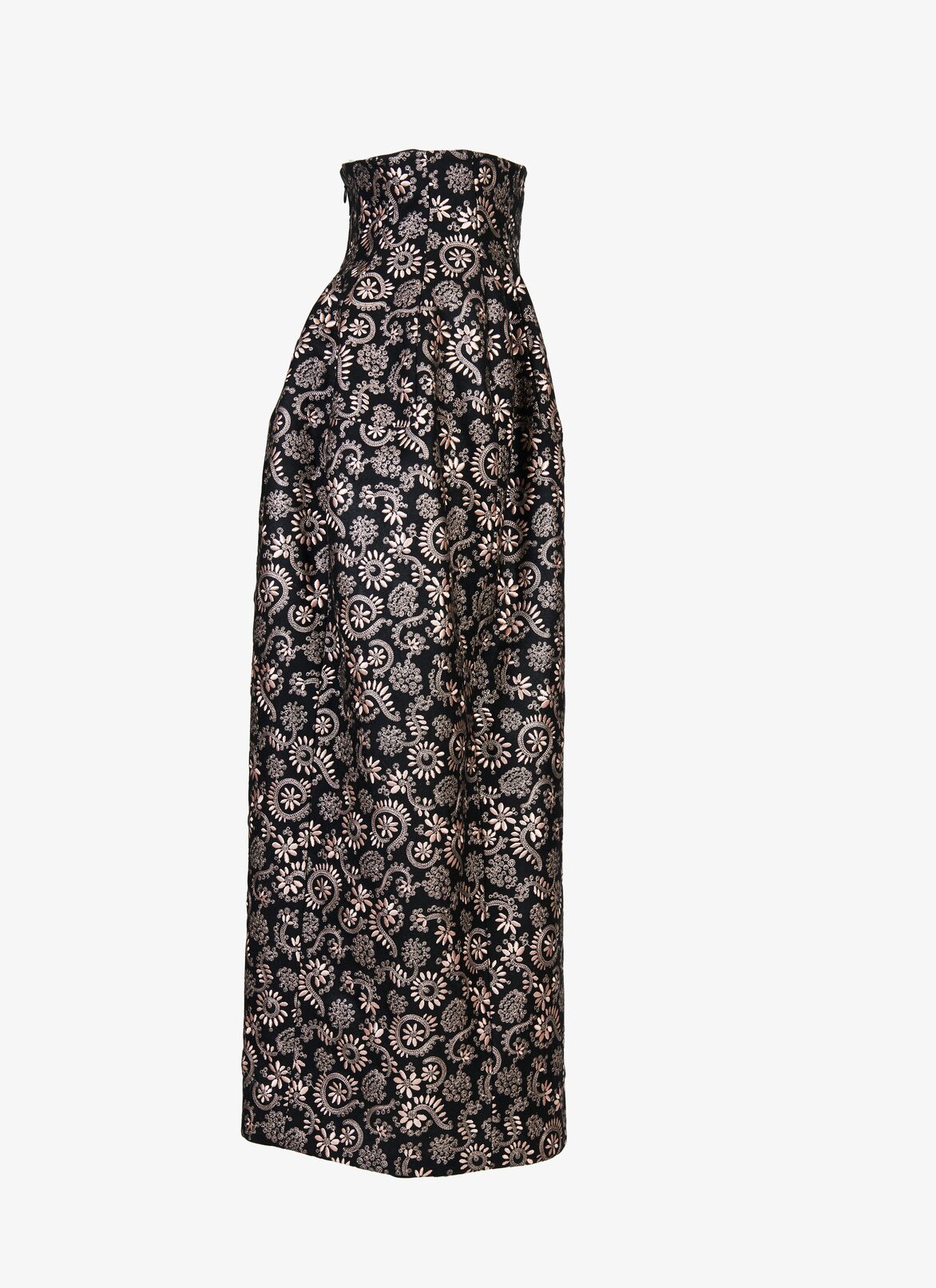 Long Embroidered Skirt ALAÏA BLACK/LIGHT PINK LONG EMBROIDERED SKIRT